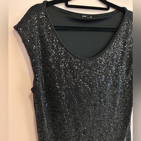 Express Black Sequin Sparkly Shift Mini Dress Large - Picture 2 of 8